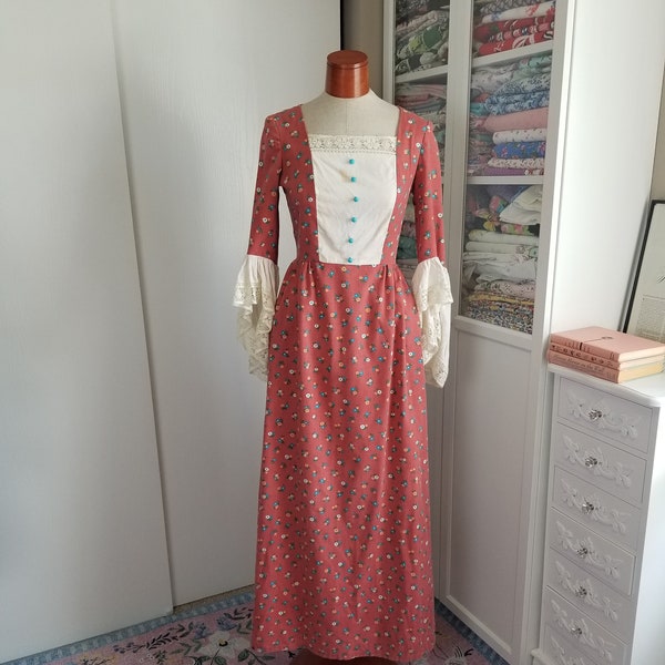 Vintage 1970's Does Colonial Era Costume Dress Bicentennial Celebration Dress 1700's Dress S/M