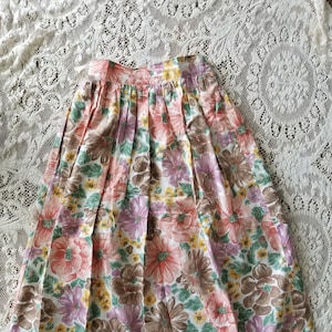 Vintage 1970&#39;s Floral Broomstick Skirt with Pockets