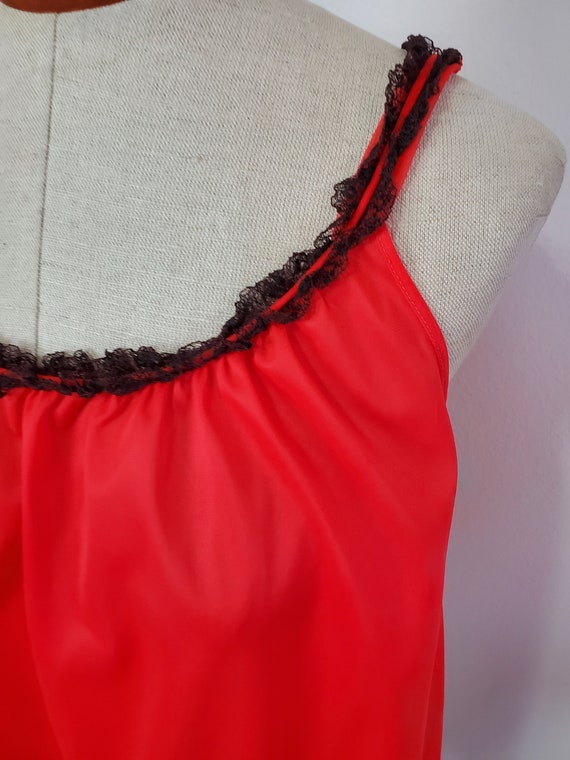 Vintage 1960's / 70's Red Nylon Babydoll Sheer Li… - image 3