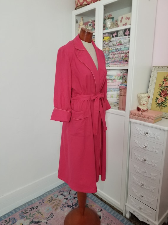 Vintage 1940's / 50's Hot Pink Raspberry Wool Rob… - image 5