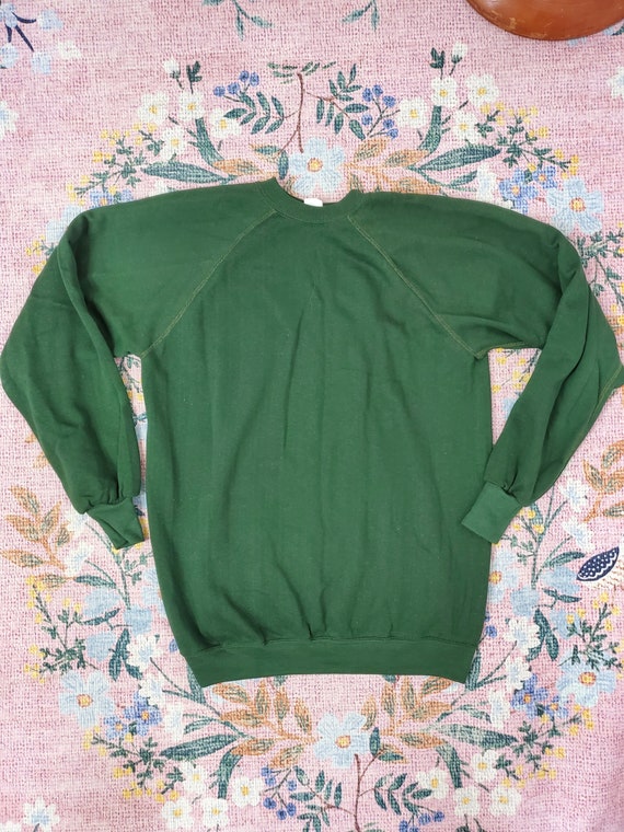Vintage 1970's Forest Green Raglan Sleeve Sweatsh… - image 1
