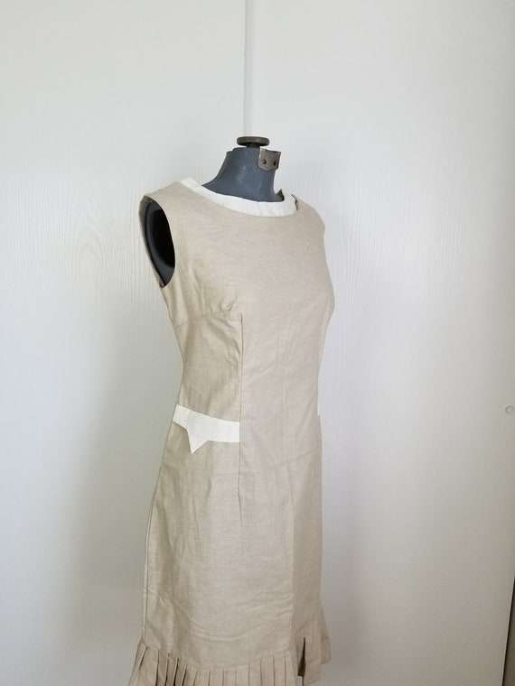 Vintage 1950's Sand Colored Slubbed Woven Cotton … - image 10