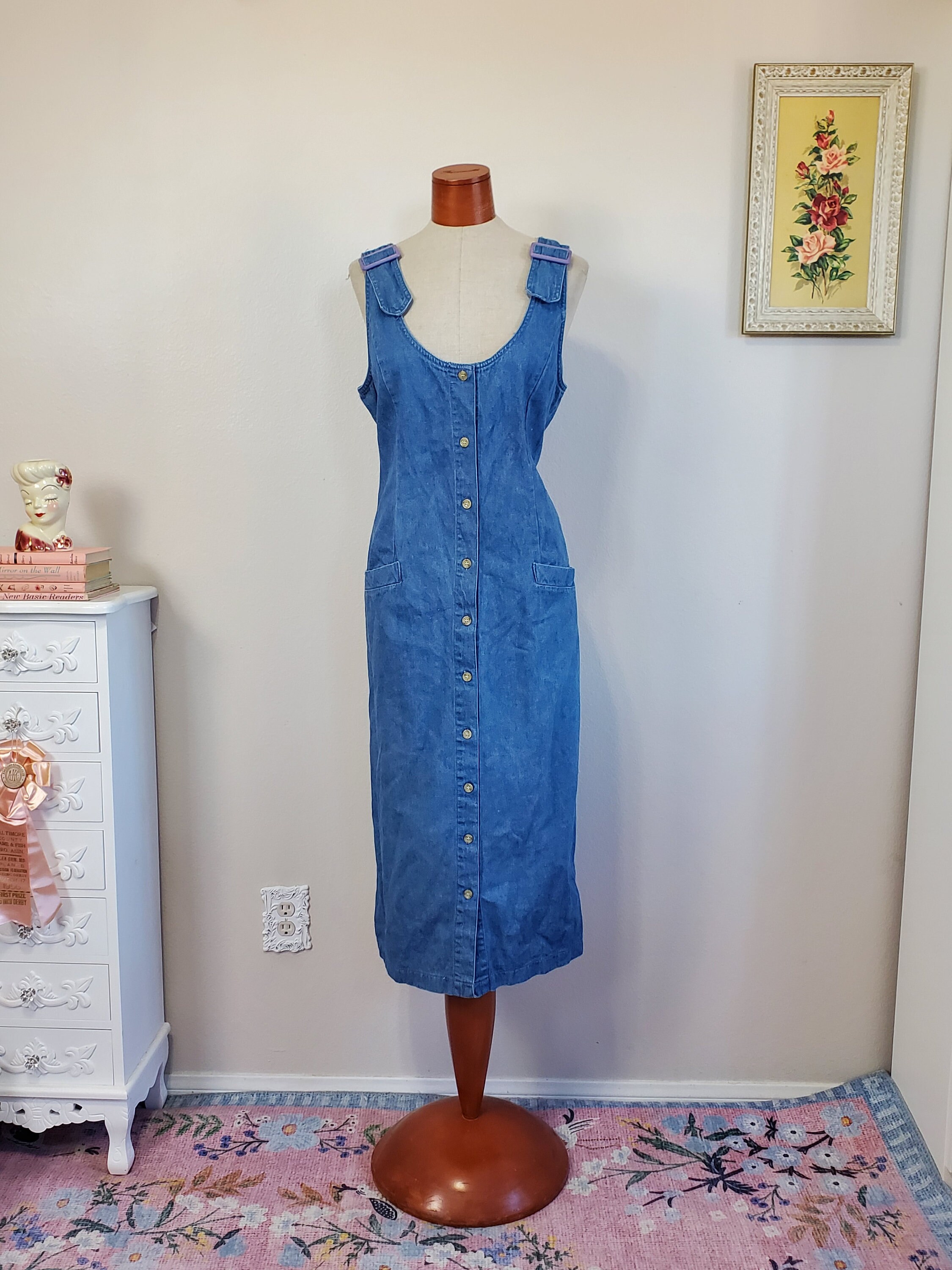 90s denim dress outfit top