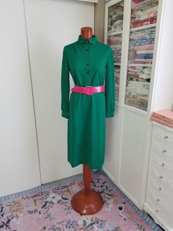 green long sleeve shift dress Oscar de La Renta main image 1