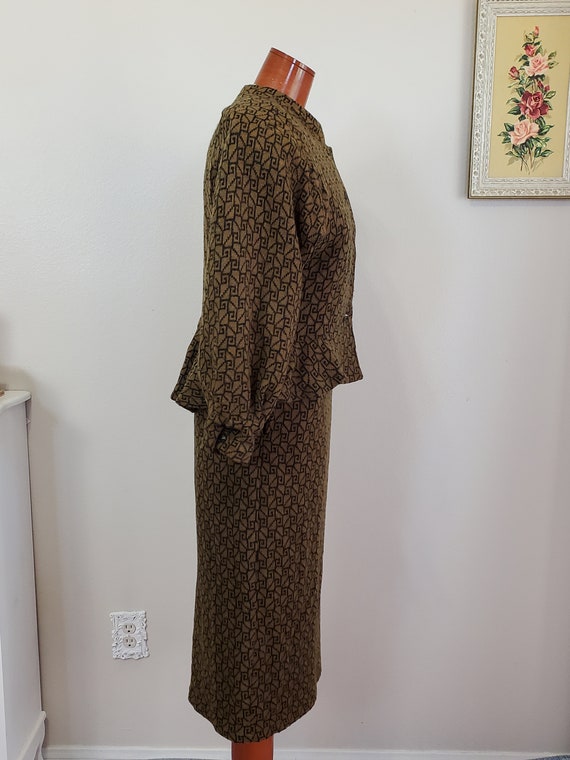 Vintage 1970's / 80's Wool Knit Skirt Suit Peplum… - image 5