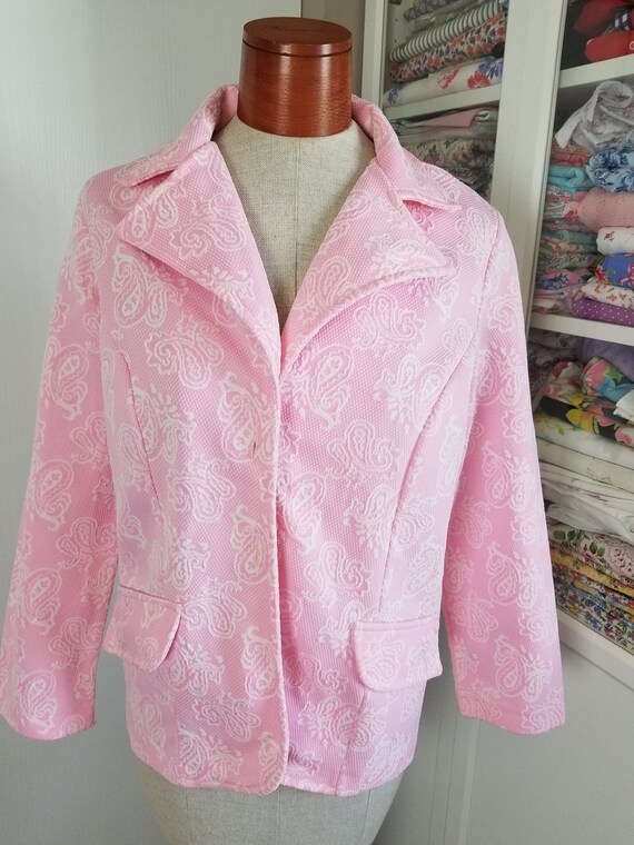 Vintage 1970's / 80's Pink and White Textured Jac… - image 3