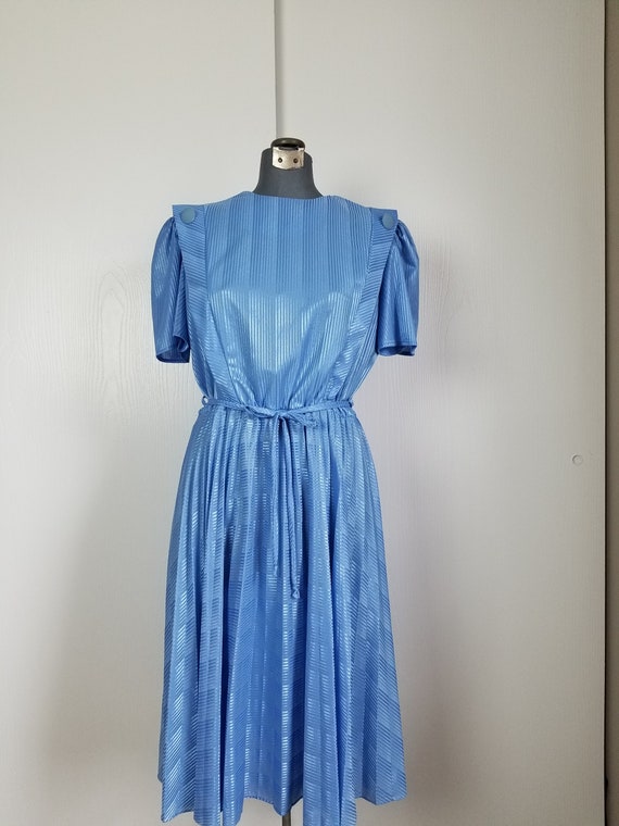 Vintage 1970'S Blue Button Dress - image 4