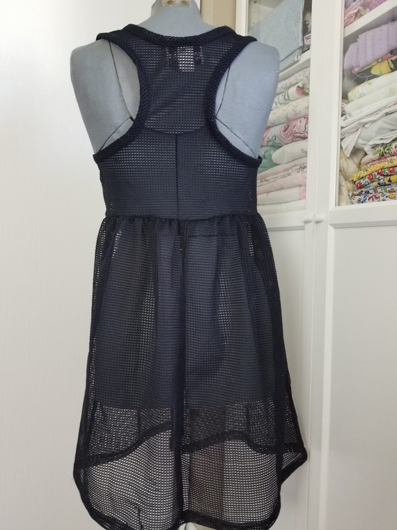 Vintage 1990's Black Mesh Babydoll Jersey Dress b… - image 5