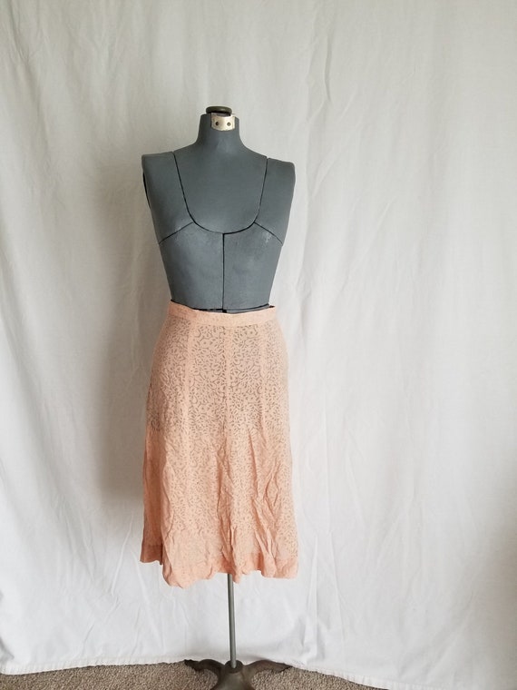 Vintage 1940's Peachy Pink Burnout Fabric Skirt