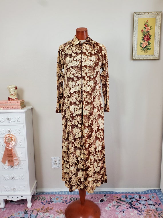 brown and cream floral dress Shay Overall Dress in Cream & Brown Floral M main image 1