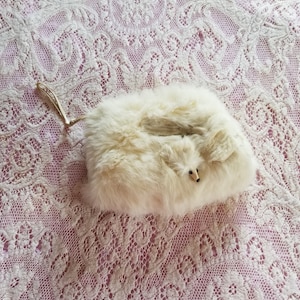 Vintage 1940's White Fur Muff Childs/ Woman's XS image 1