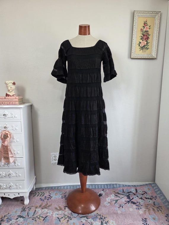 Tachi Castillo | Vintage 1960's / 70's Black Cotton Crochet Inset