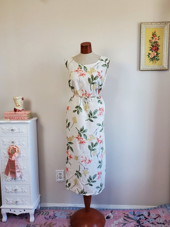 Vintage 1990's / Y2K Floral Linen Blend Slip Dress