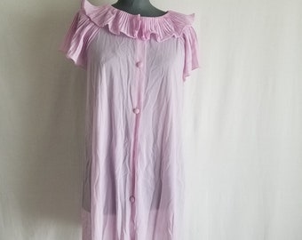 Vintage Frilly Lavender Robe Semi-Sheer Van Raalte