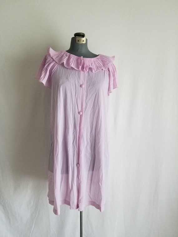 Vintage Frilly Lavender Robe Semi-Sheer Van Raalte - image 1