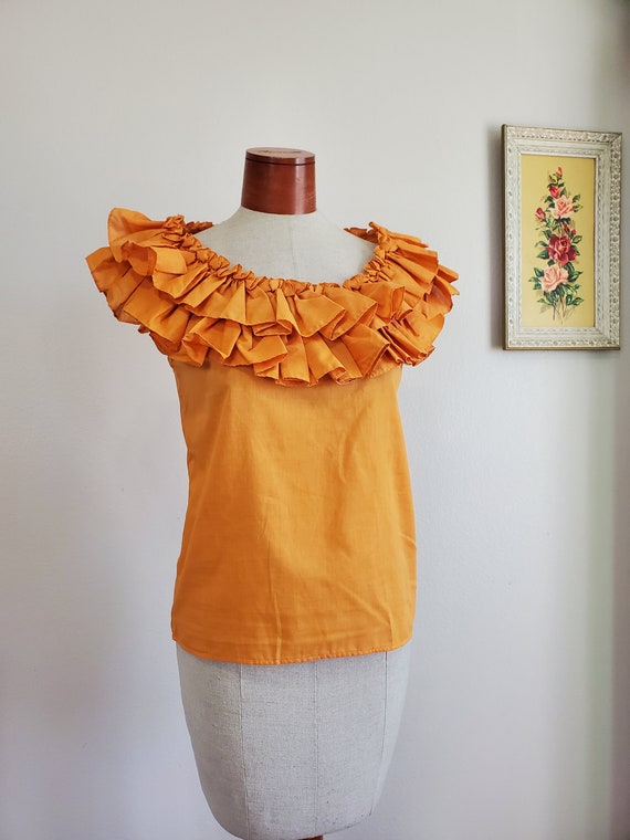 Vintage 1980's Cinnamon Ruffled Neck Blouse | Zin… - image 1