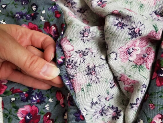 Vintage 1990's Grey and Purple Floral Gathered Sk… - image 3