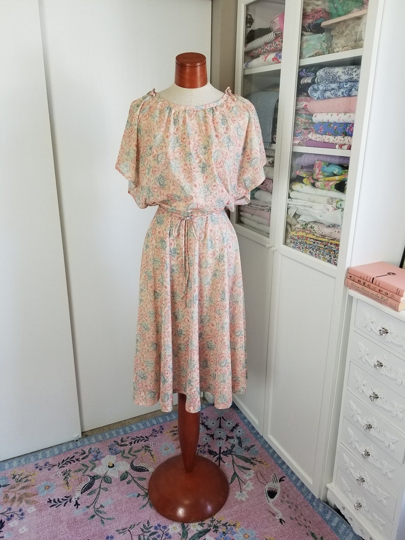 Vintage 1970/'s Floral Blouson Top Dress