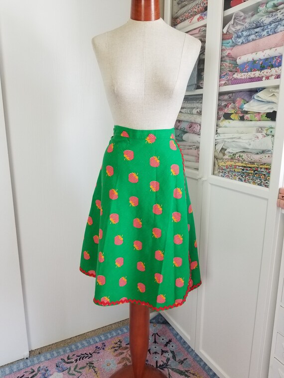 Vintage 1960/'s Apple Green Gingham 34 Circle Skirt With Cummerbund Style Waistband Spring Fling Small
