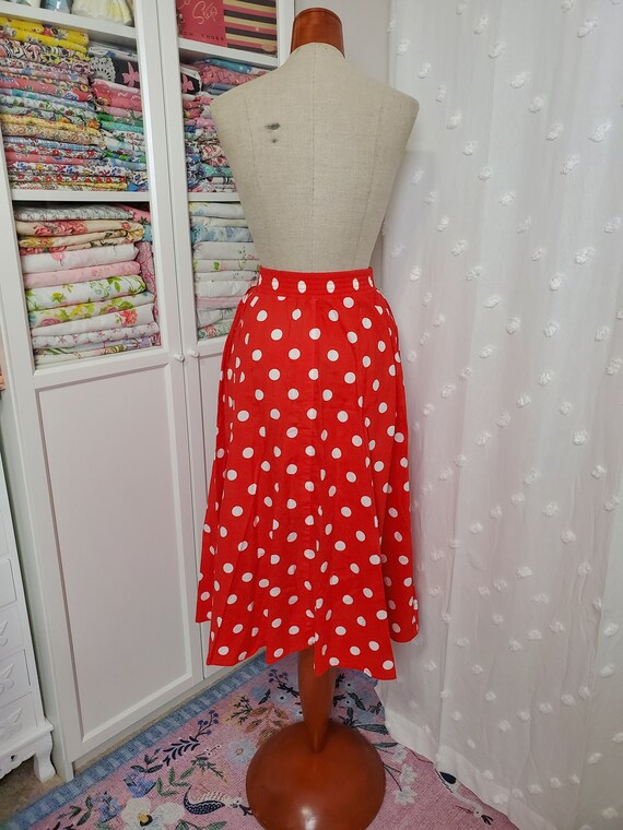 Vintage 1980's / 90's Red And White Polka Dot BUt… - image 6