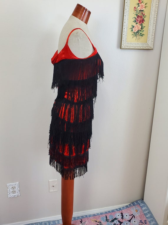 Vintage Flapper Dress Costume Red And Black Layer… - image 5