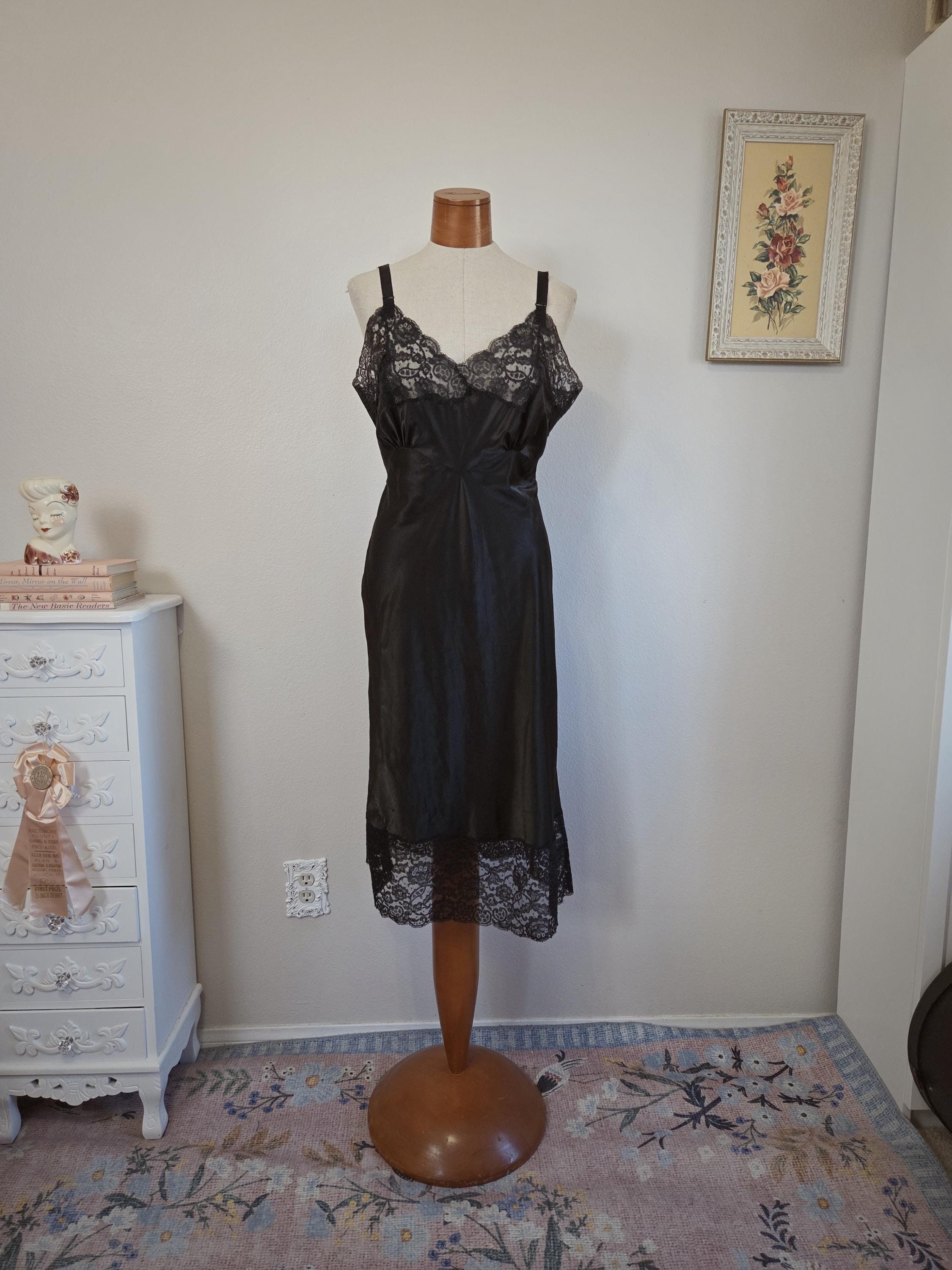 knee length dresses for ladies Vintage Inspired Lace Slip Dress main image 0