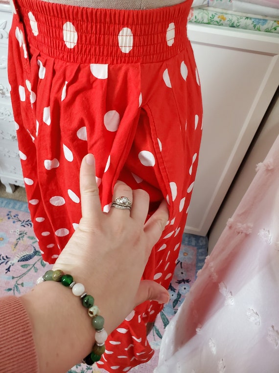 Vintage 1980's / 90's Red And White Polka Dot BUt… - image 4