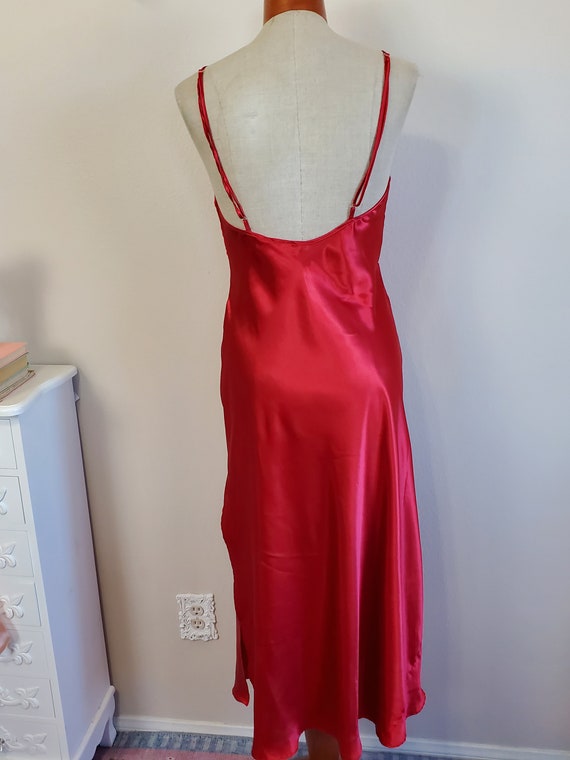 Vintage 1990's/Y2K Crimson Red Satin Burnour Velv… - image 6