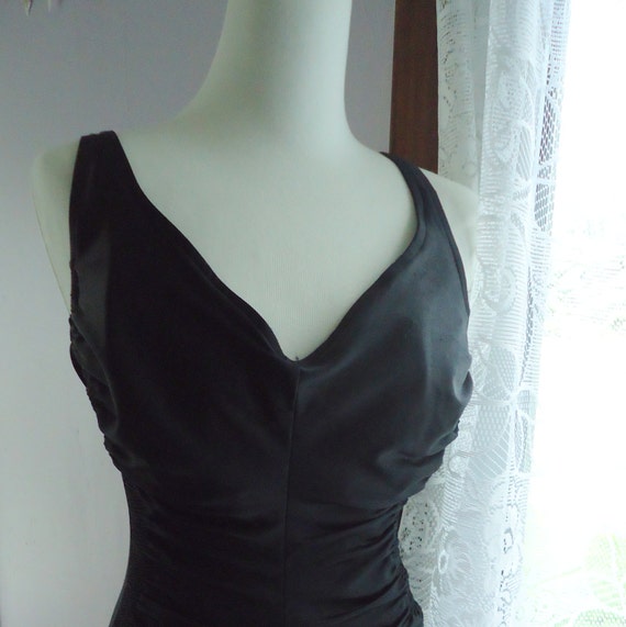 Vintage Black Ruched Swimsuit M/L - image 1