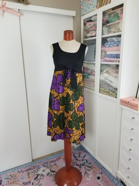 Vintage 1960's Floral Barkcloth Hawaiian Fashions by Sears Dress