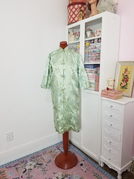 Vintage 1950's / 60's Mint Silk Brocade Frock Coa… - image 1