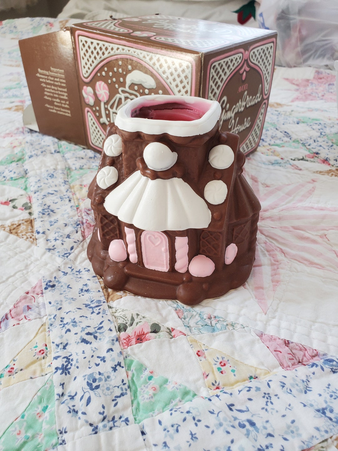 Vintage 1970's / 80's Avon Gingerbread House Candle in Original Box