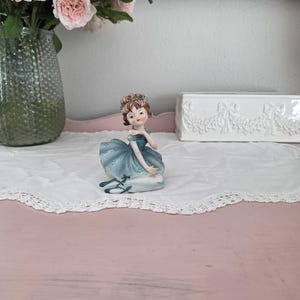 Tiny Dancer | Vintage Blue Seated Ballerina Figurine | Lefton China KW4760