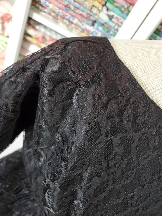 Vintage 1950's / 60's Black All Lace Party Dress … - image 7