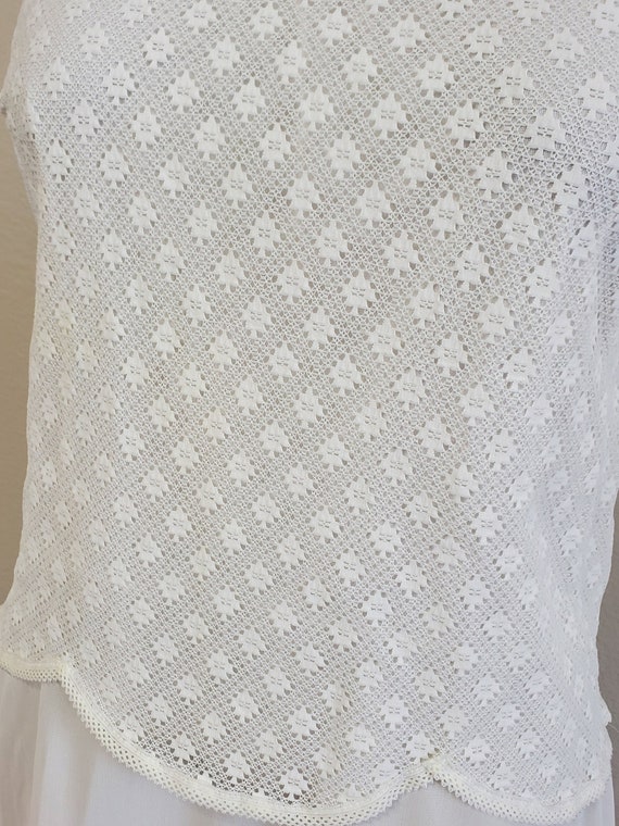 Vintage 1960's White Lace Shell Top Full Slip | M… - image 3