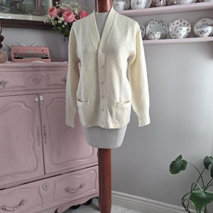 McGregor Sportswear | Vintage 1940&#39;s Cream Wool Knit Cardigan Sweater Patch Pockets | Large Size 42