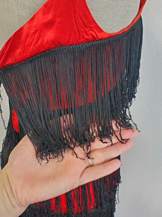 Vintage Flapper Dress Costume Red And Black Layer… - image 8