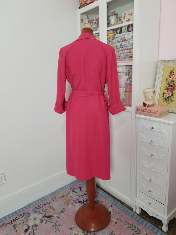 Vintage 1940's / 50's Hot Pink Raspberry Wool Rob… - image 6