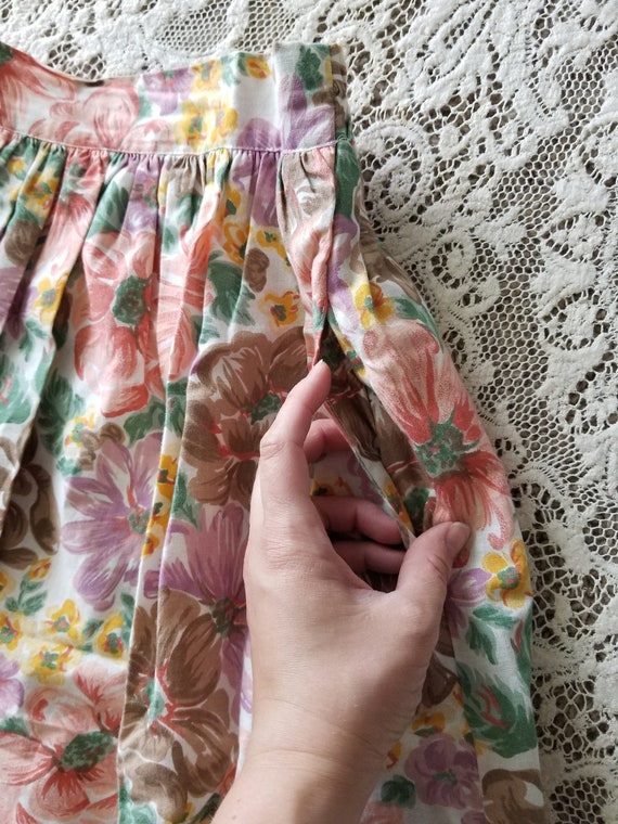 Vintage 1970's Floral Broomstick Skirt with Pocke… - image 3