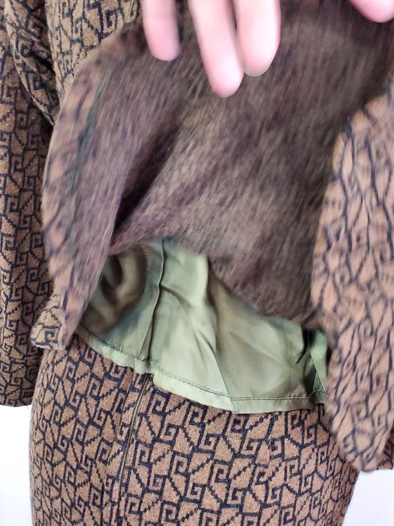 Vintage 1970's / 80's Wool Knit Skirt Suit Peplum… - image 7