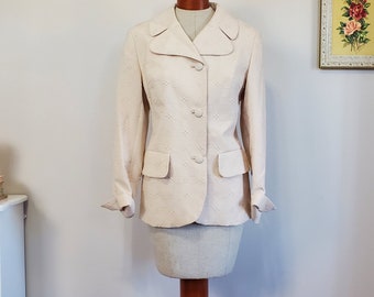 Vintage 1950's / 60's Cream Embroidered Ladies Jacket Suit Jacket Blazer | Heritage Apparel Co | Medium
