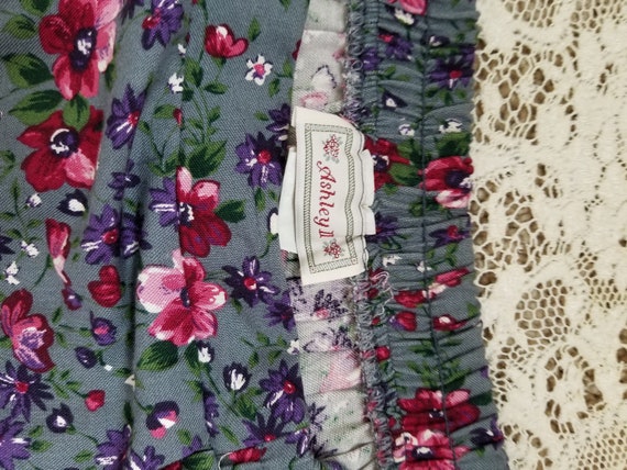 Vintage 1990's Grey and Purple Floral Gathered Sk… - image 4