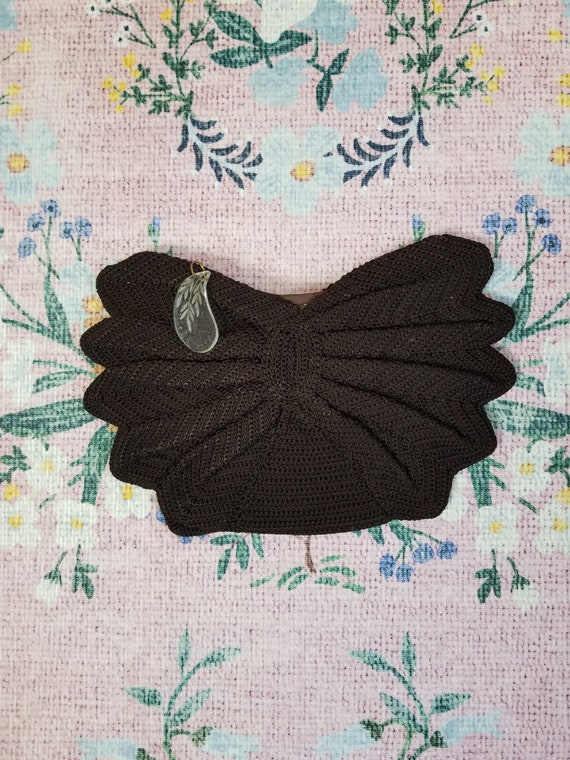 Vintage 1940's Large Fan Cord Clutch in Chocolate… - image 1