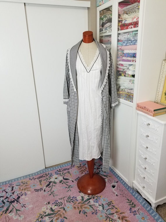 Vintage 1980's Christian Black And White Plaid Gin