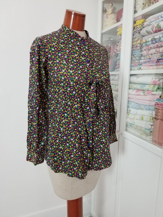 Vintage 1970's Long Sleeve Floral Blouse Maternit… - image 2