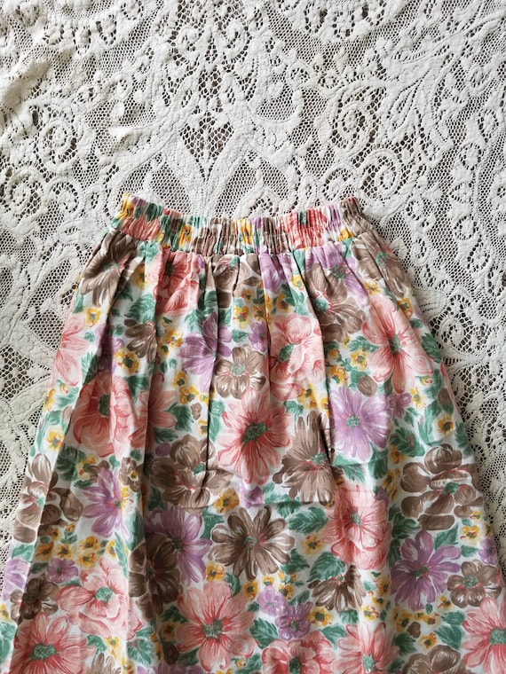 Vintage 1970's Floral Broomstick Skirt with Pocke… - image 6