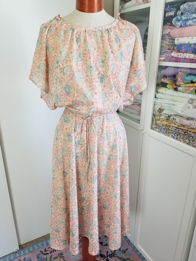 Vintage 1970/'s Floral Blouson Top Dress