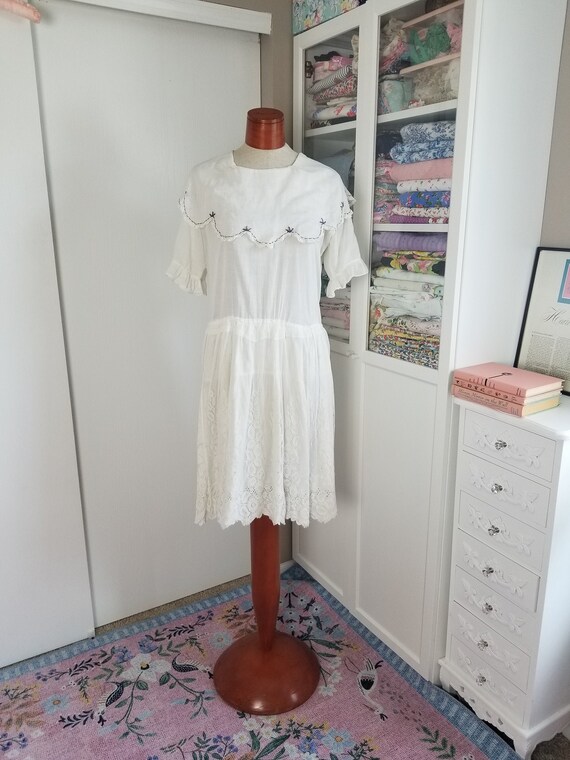 Antique 1910's/20's Late Edwardian White Cotton La