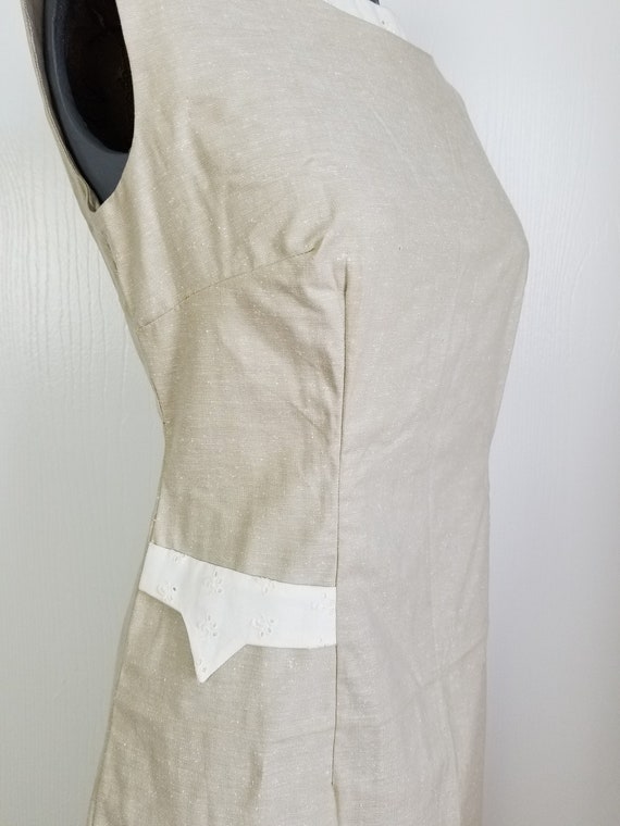 Vintage 1950's Sand Colored Slubbed Woven Cotton … - image 9