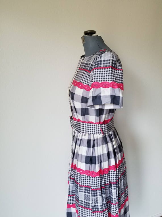 Vintage 1950's/1960's Pink, White, and Blue Check… - image 7